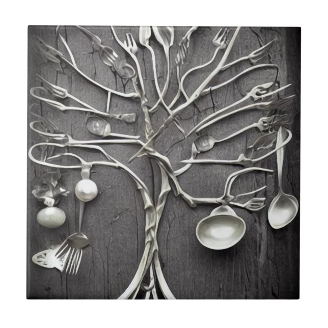 Metal Utensil Tree Ceramic Tile (Front)