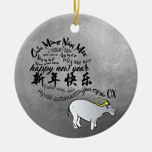 Metal Vietnamese Chinese Ox Lunar New Year 2021 RO Ceramic Ornament