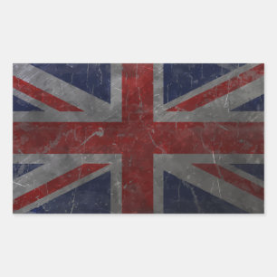 Metal Vintage Union Jack Flag Rectangular Sticker
