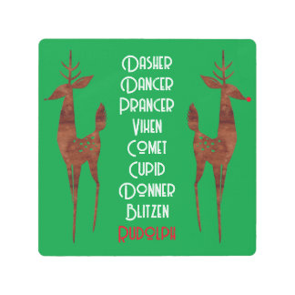 Metal Wall A - Santa's Reindeer -Rudolph Red Nose Print