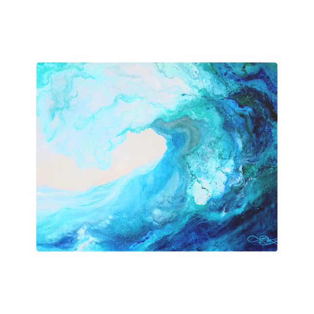 Metal Wall Art, Abstract Blue Ocean Wave Metal Print | Zazzle