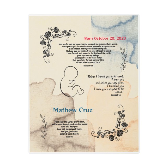 Metal Wall Art birth&blessing of baby. (Front)