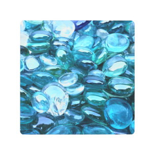 METAL WALL ART BLUE GREEN GEMSTONES 8X8