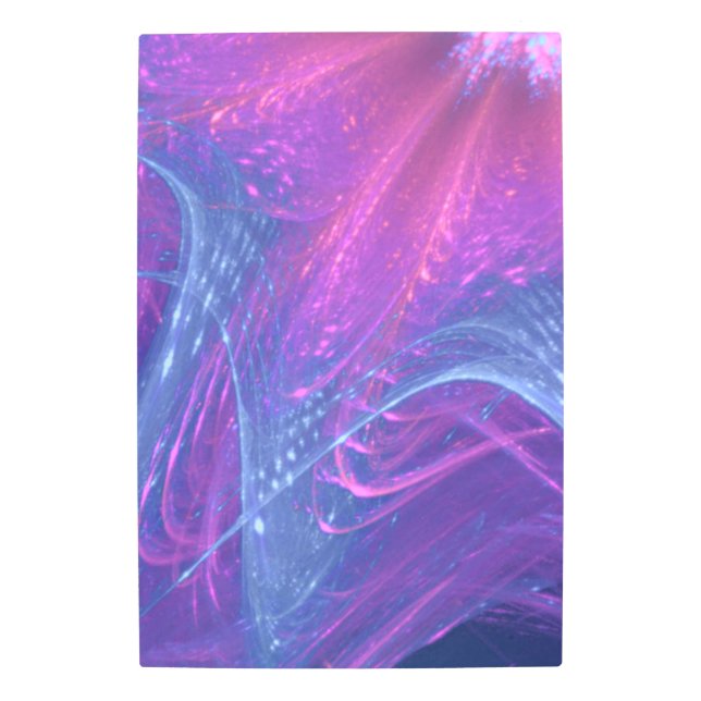 Metal Wall Art Blue Magenta Asymmetric Fractal (Front)