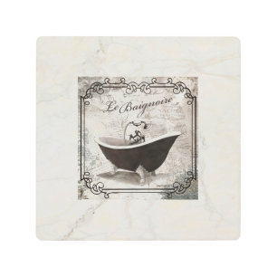 Metal Wall Art-Marble French Vintage Le Baignoire Metal Print