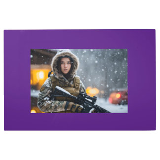 Metal Wall Art of a army girl