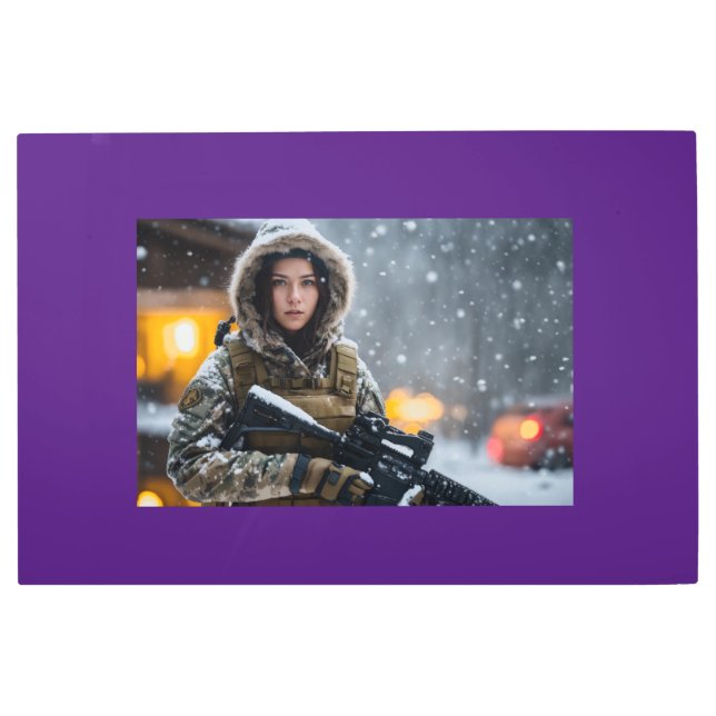 Metal Wall Art of a army girl (Front)