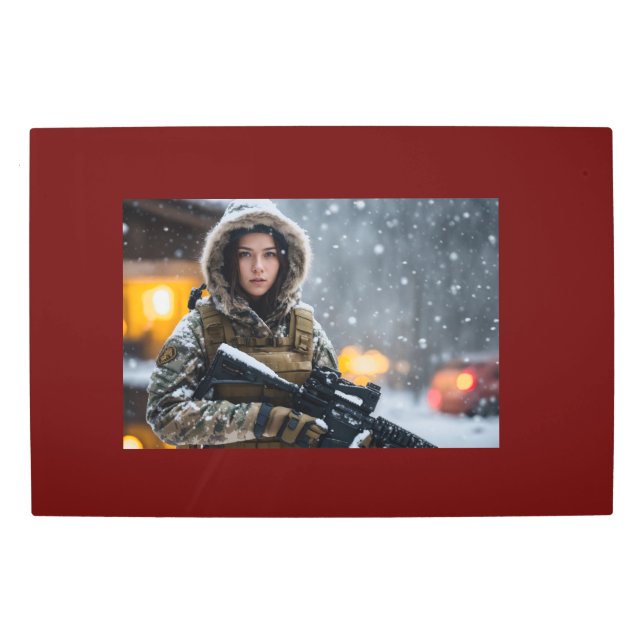 Metal Wall Art of a military girl (Front)