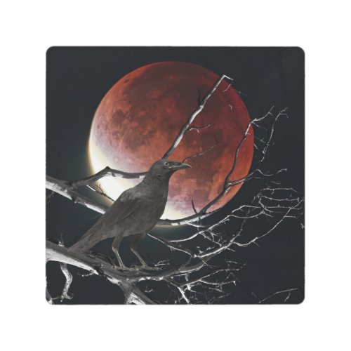 Metal Wall Art The Raven In Red and Black Metal Print