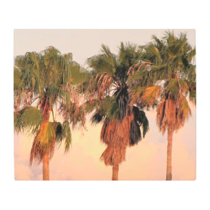 Metal Wall Art Three Palms At Sunset