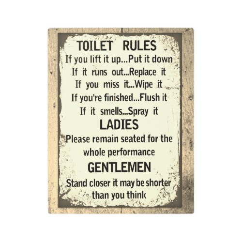 Metal Wall Art _ Toilet Rules