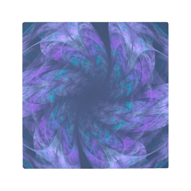 Metal Wall Art Transparent Blue Petals Fractal (Front)