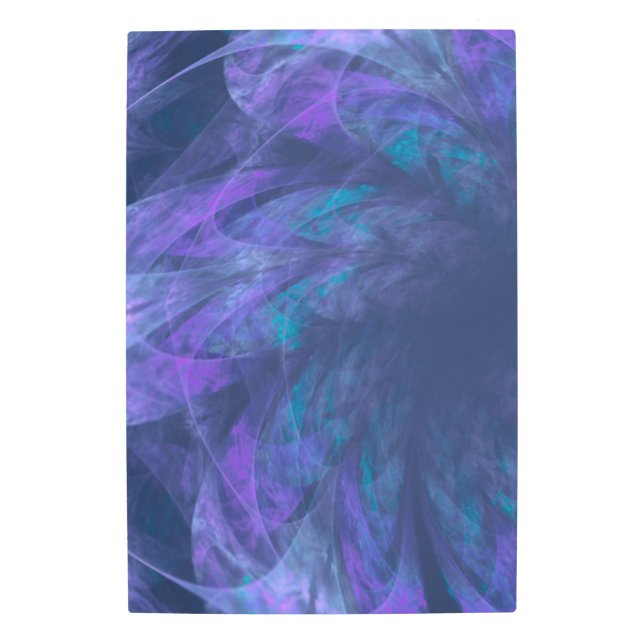 Metal Wall Art Transparent Blue Petals Fractal (Front)