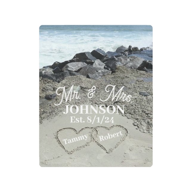 Metal Wall Art - Two Hearts In The Sand (Front)