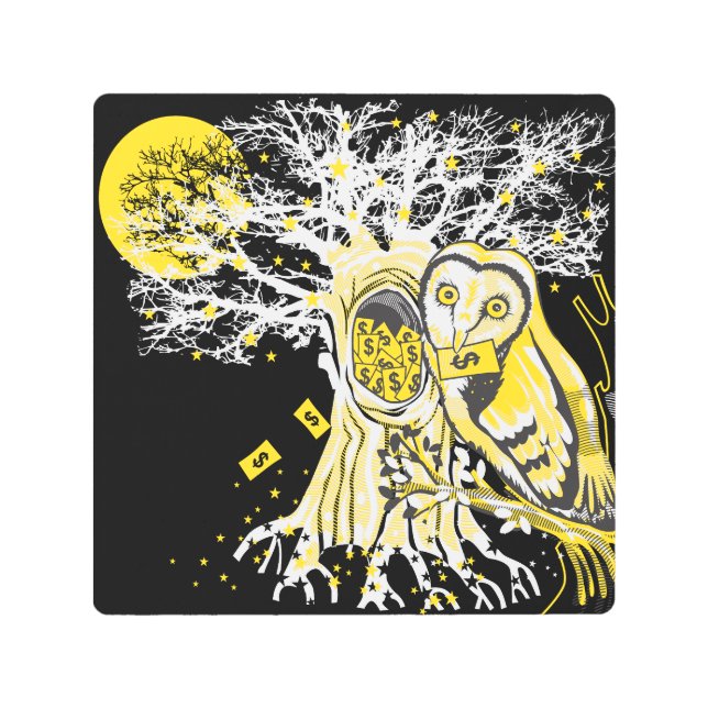 Metal Wall Art – Urban Tree Owl & Wealth Surreal  (Front)