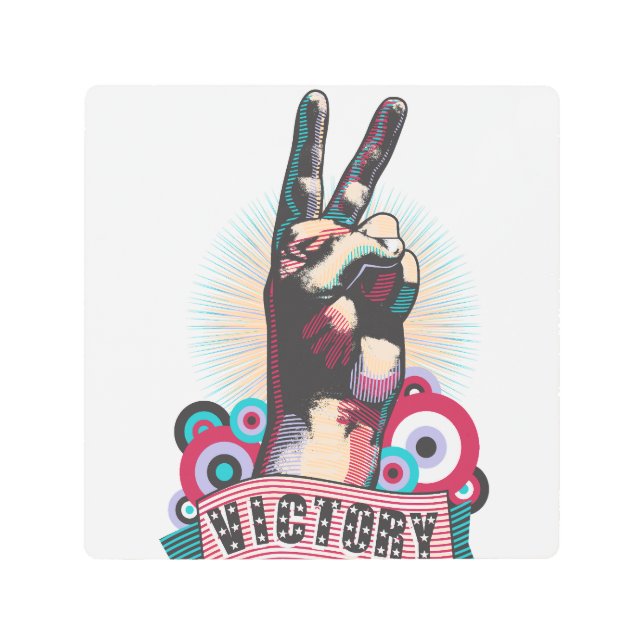 Metal Wall Art Victory Peace & Love Pop-Art Design (Front)