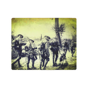 Metal Wall Art - WWI Soldiers Walk with Innocence