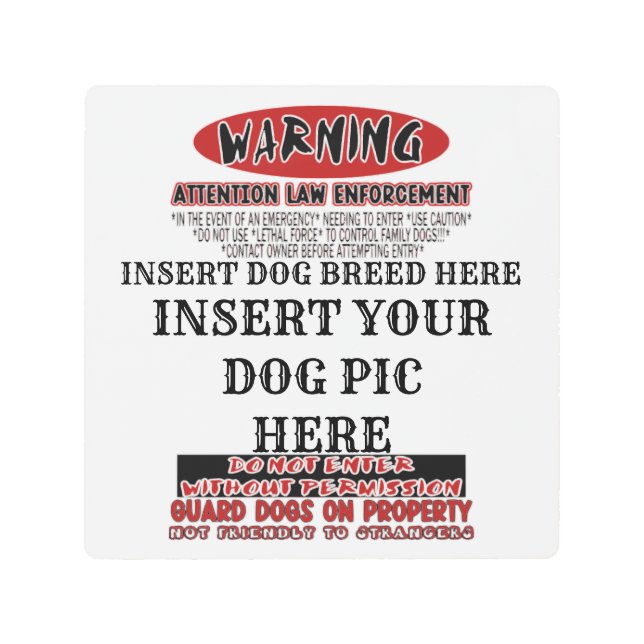 Metal Warning dog sign (Front)