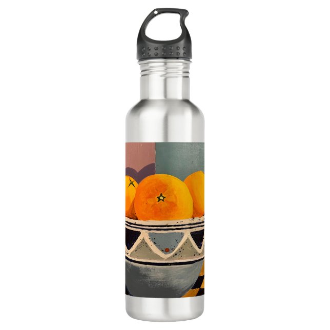 Metal water bottle with oranges design (Front)