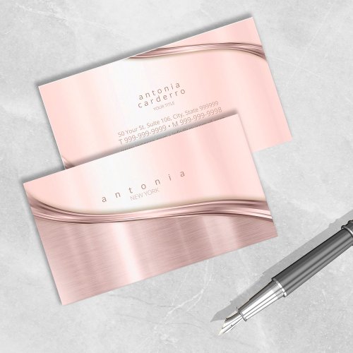 Metal Wave Two_Tone Rose Gold ID806 Business Card