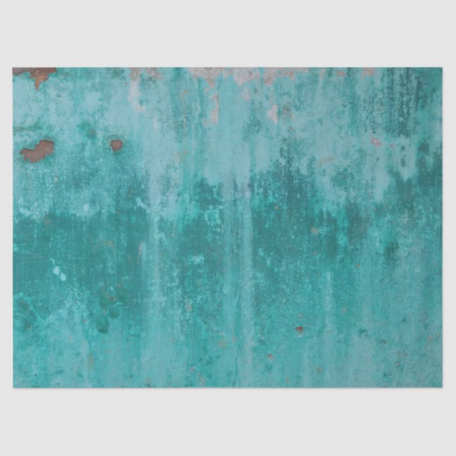 Metal Weathered Turquoise Decoupage Background Tissue Paper (Front)