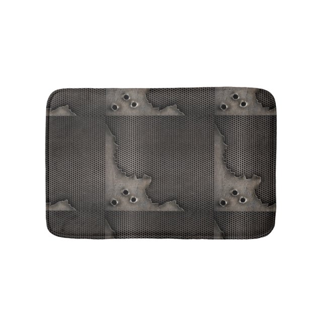 Metal with bullet holes background bathroom mat (Front)
