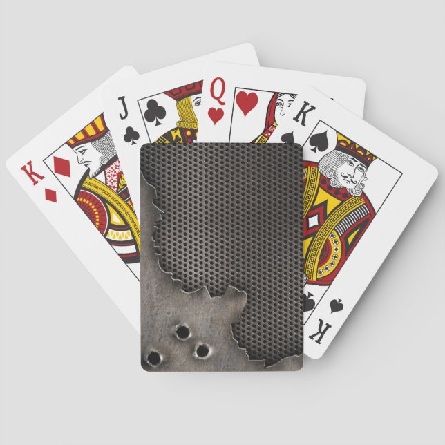 Metal with bullet holes background poker cards (Back)
