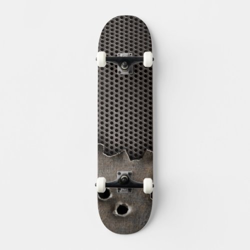 Metal with bullet holes background skateboard deck