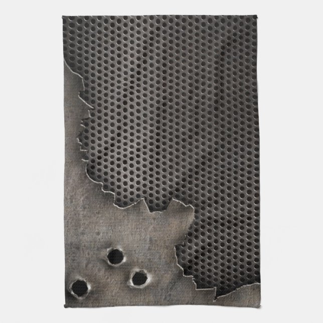 Metal with bullet holes background towel (Vertical)