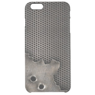 Metal with bullet holes background clear iPhone 6 plus case