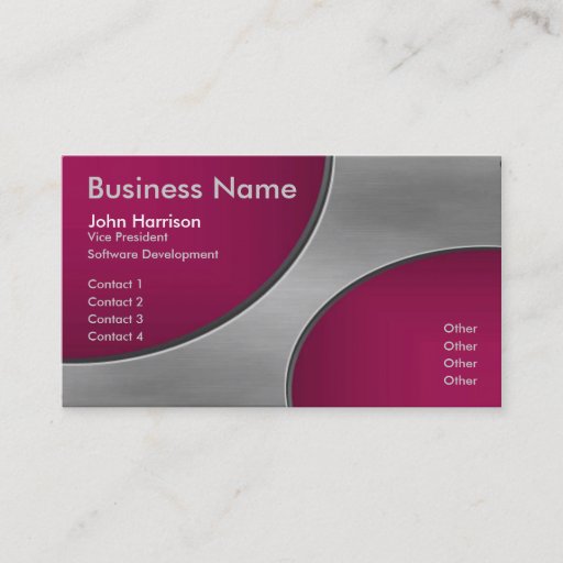 Customizable Metal with Burgandy Cutout Circles business card