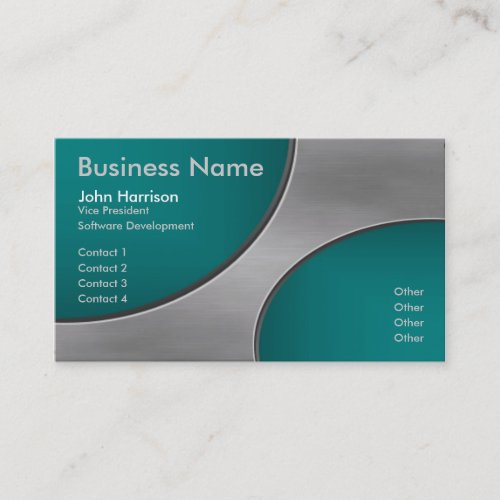 Metal with Teal Cutout Circles business card