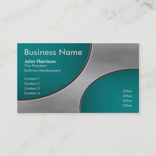 Customizable Metal with Teal Cutout Circles business card