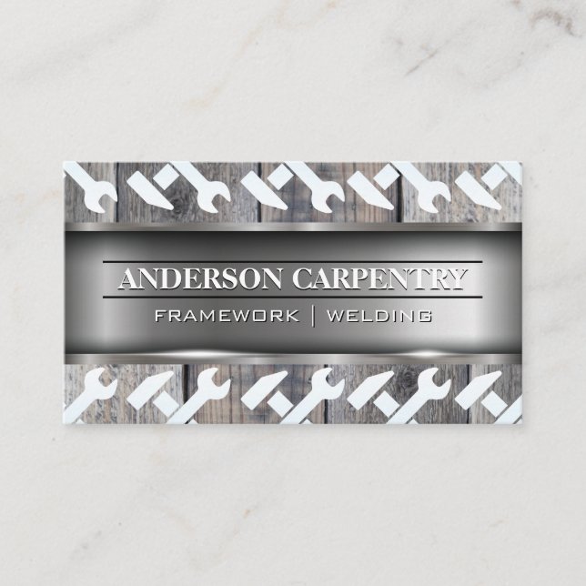 Metal Wood | Building Material | Tools Business Card (Front)