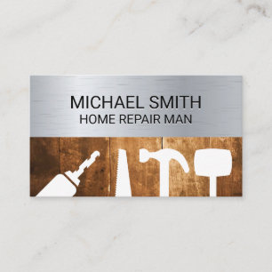 Metal Wood Grain Carpentry Business Card
