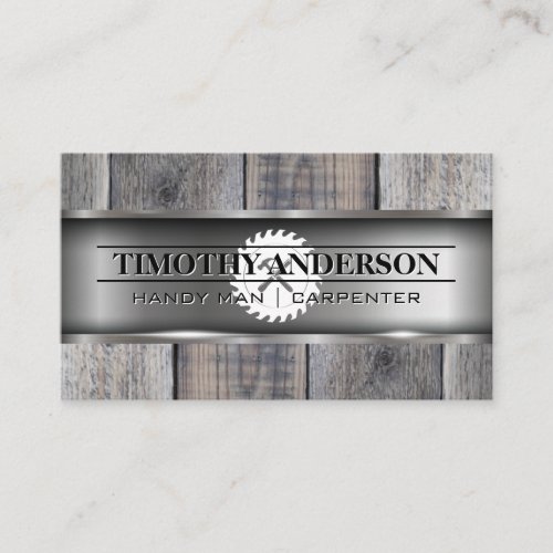 Metal Wood  Saw and Hammer Business Card