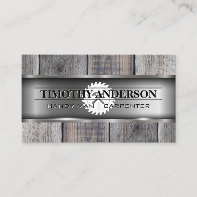 Metal Wood | Saw and Hammer Business Card (Front)