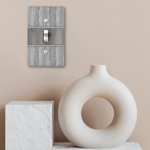 Metal Wood Textured Silver Brushed Light Switch Cover