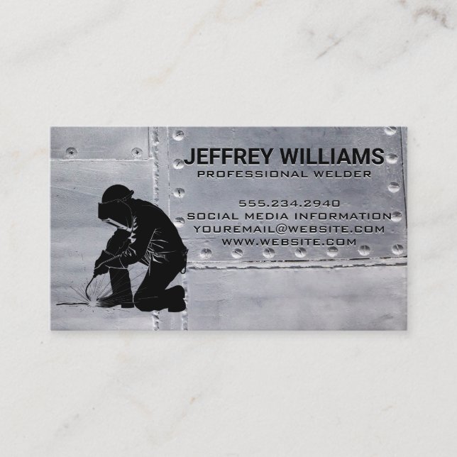 Metal Worker Welding | Steel Metal Rivets Business Card (Front)