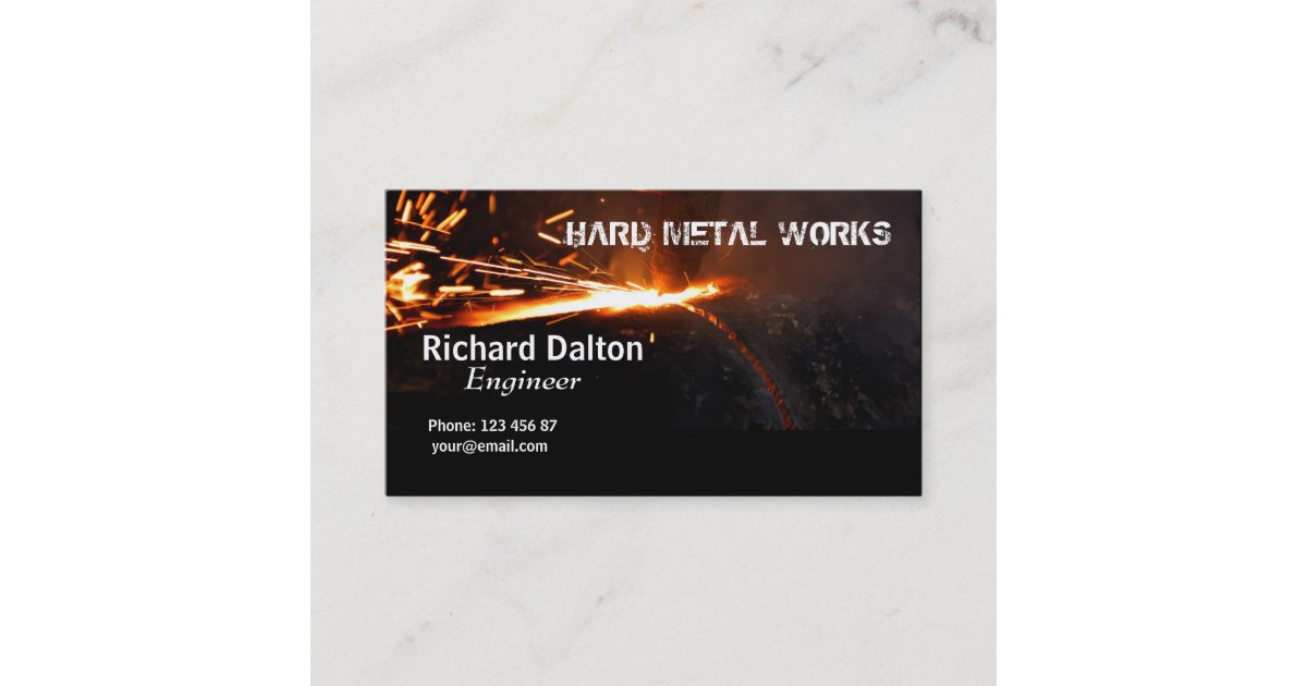 Metal works business card Zazzle