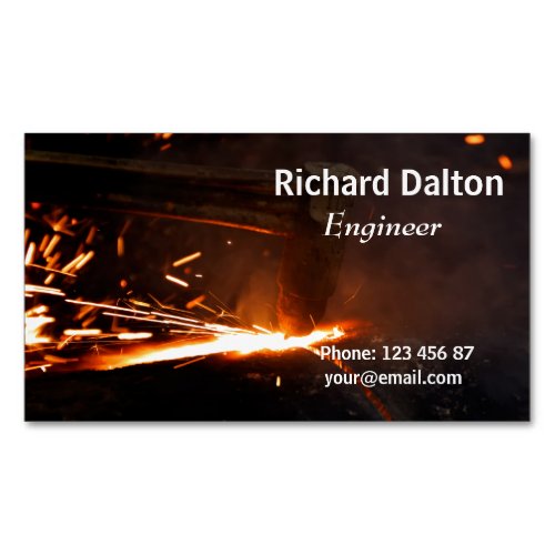 Metal works business card magnet