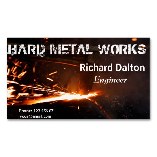 Metal works business card magnet