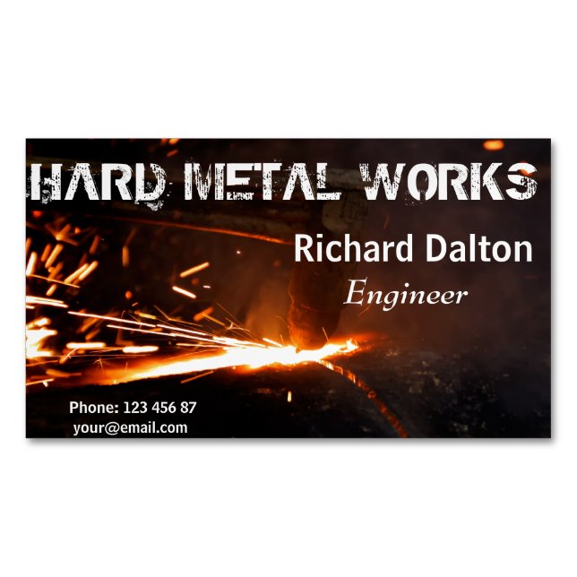 Metal works business card magnet (Front)
