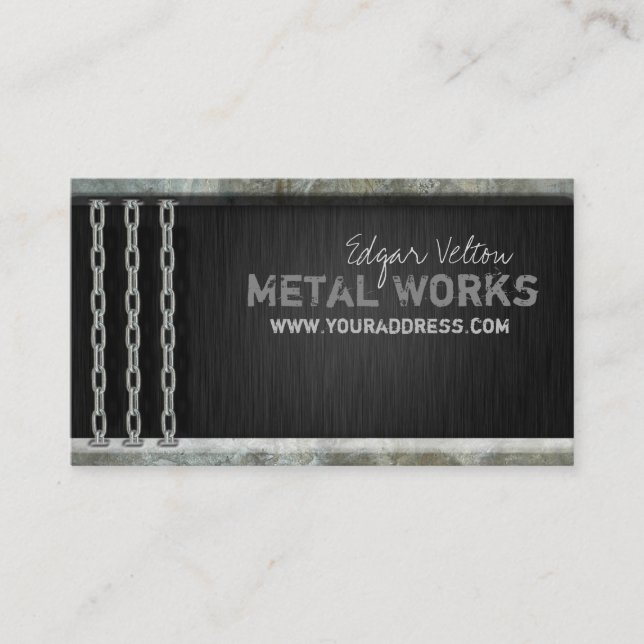 Metal Works Engineer Heavy Chain Business Card (Front)