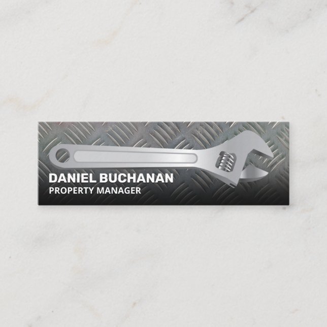 Metal Wrench | Steel Plate Mini Business Card (Front)