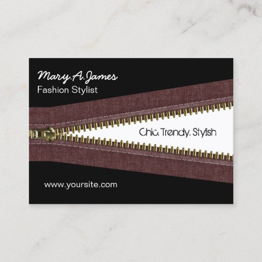 Customizable metal zipper fashion business card