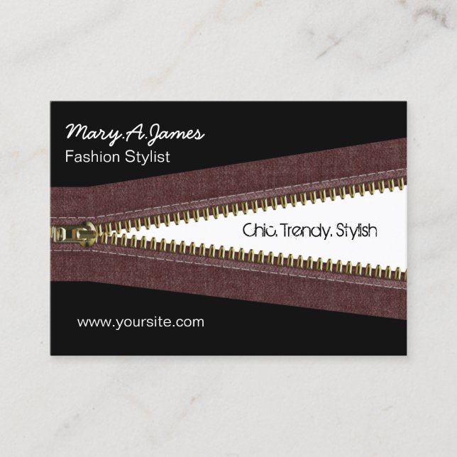 metal zipper fashion business card (Front)