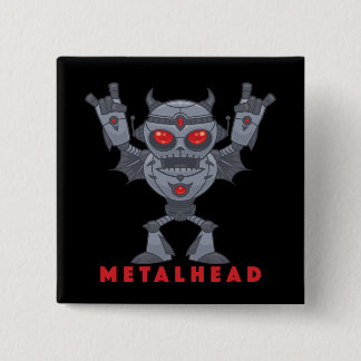 Metalhead - Heavy Metal Robot Devil - With Text Button