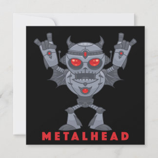 Metalhead - Heavy Metal Robot Devil - With Text Invitation