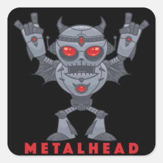 Metalhead - Heavy Metal Robot Devil - With Text Square Sticker